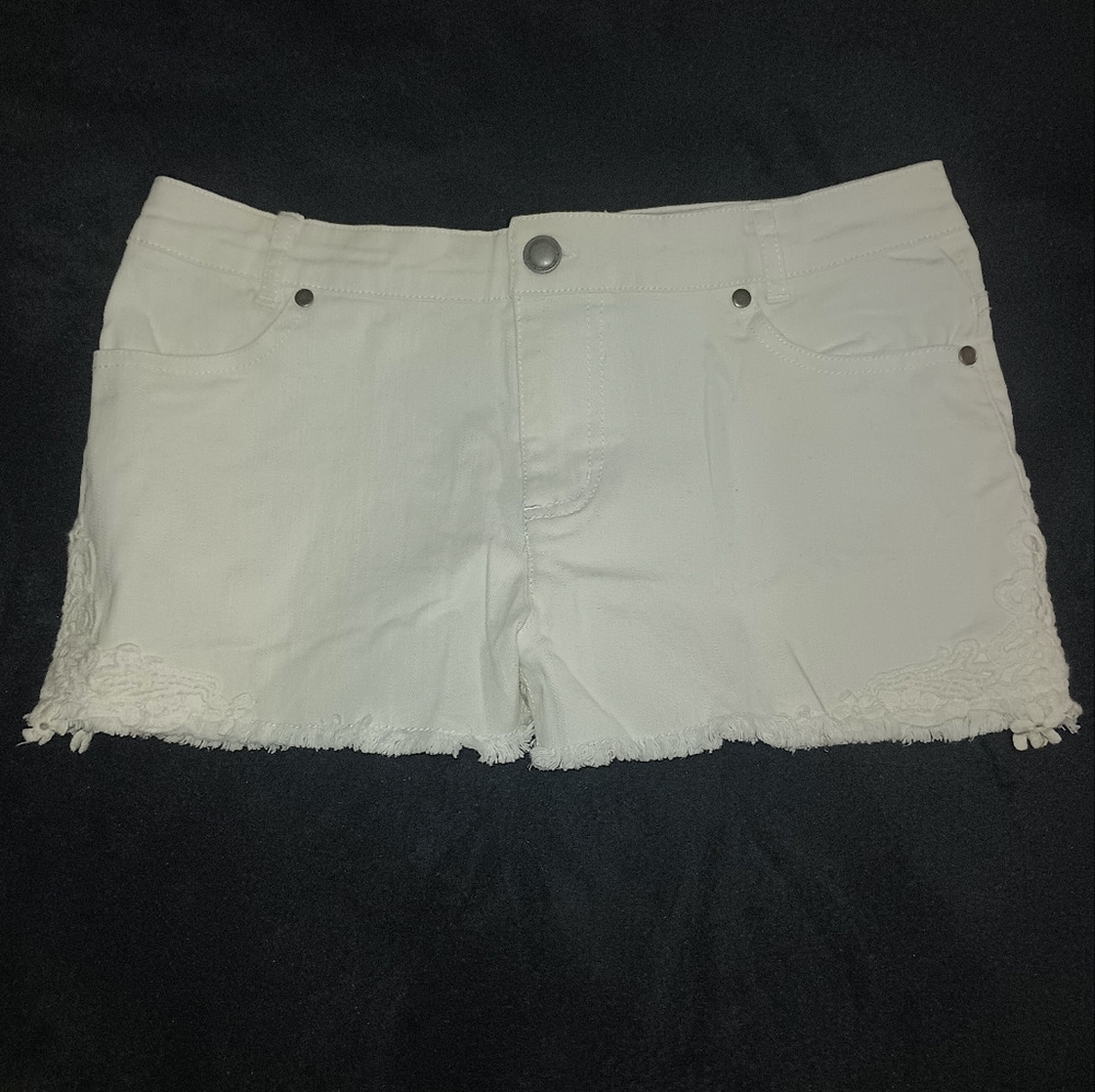 White Denim Crochet Shorts - Picture 6 of 12